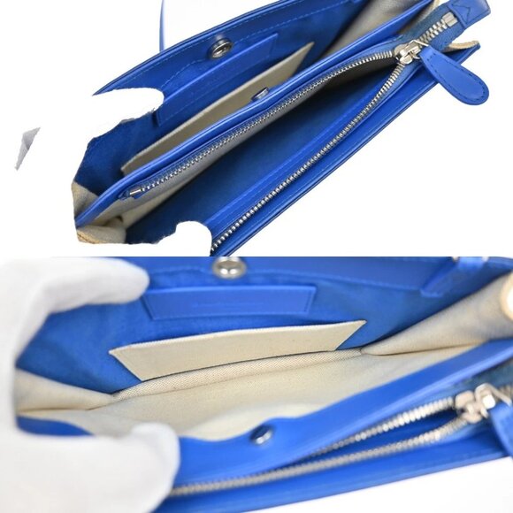 BALENCIAGA Logo 2Way Shoulder Clutch Bag Canvas Leather Beige Blue - Picture 6 of 11